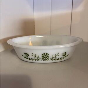 Vintage White Floral Baking Dish